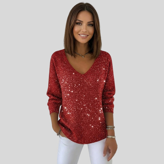 Pull festif pour femmes à col en V