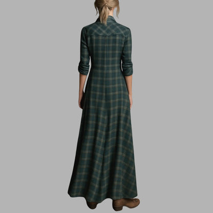Robe longue à carreaux verte