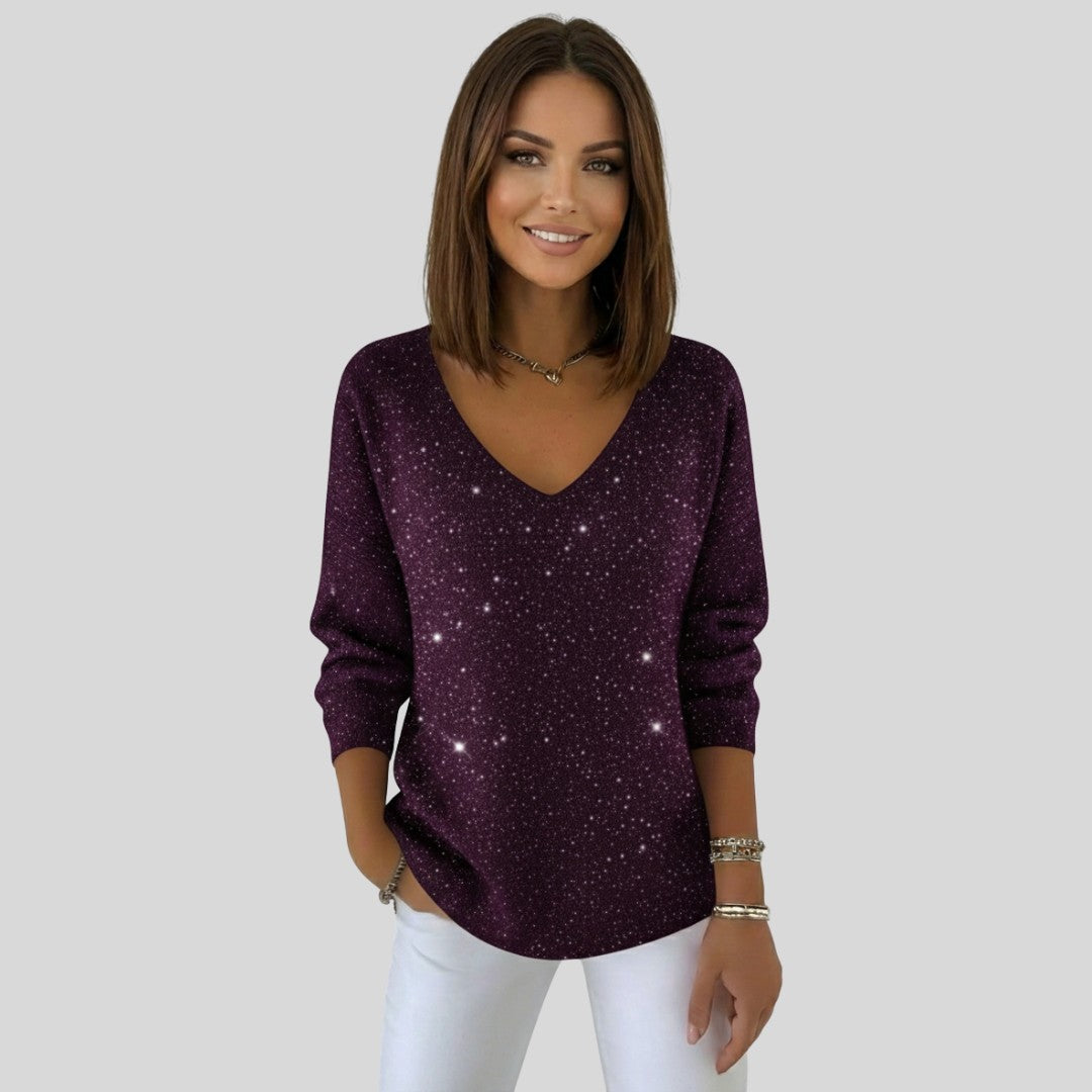 Pull festif pour femmes à col en V
