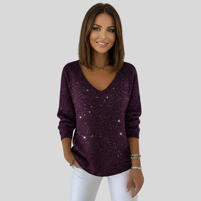 Pull festif pour femmes à col en V