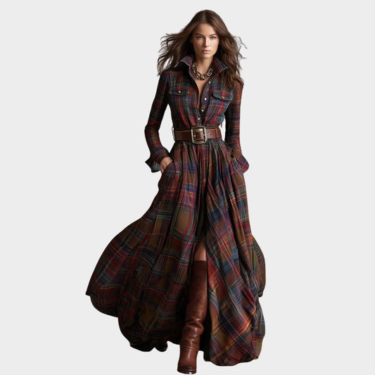 Robe élégante à motif à carreaux