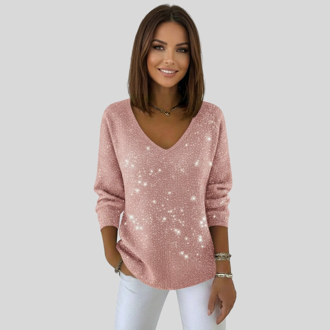 Pull festif pour femmes à col en V